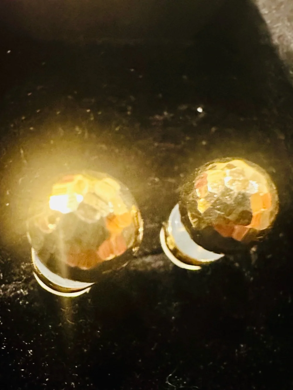 New 14K Solid Gold Earrings Ball disco diamond cut solid 14K gold earrings